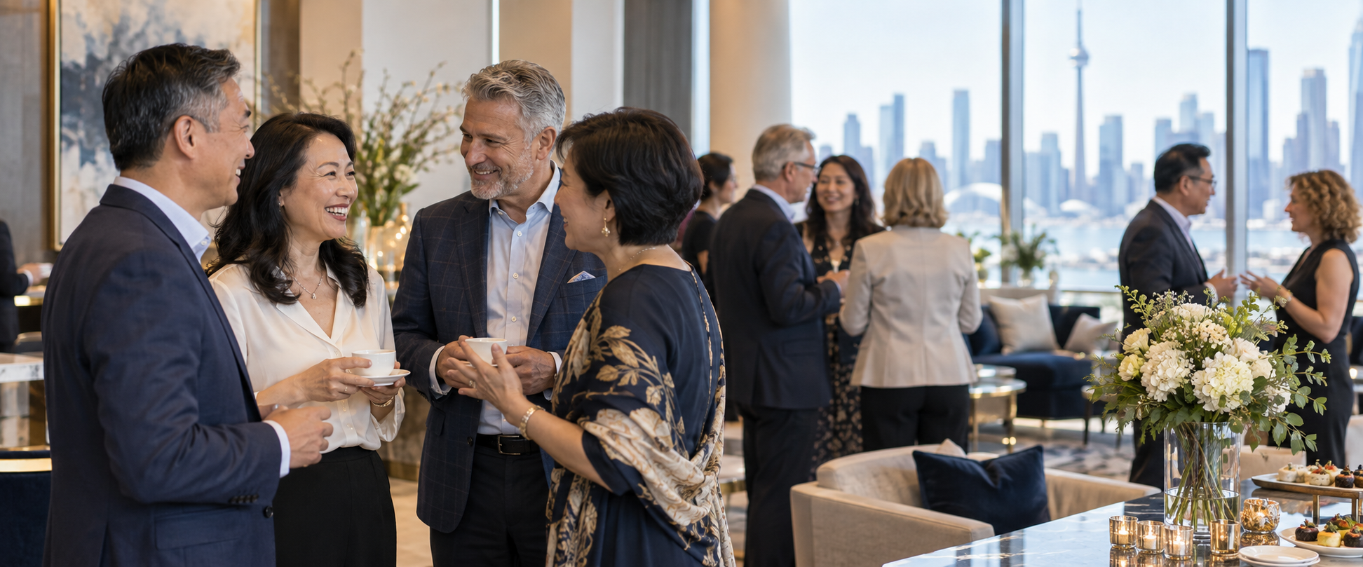 Mature adults socializing at a community gathering